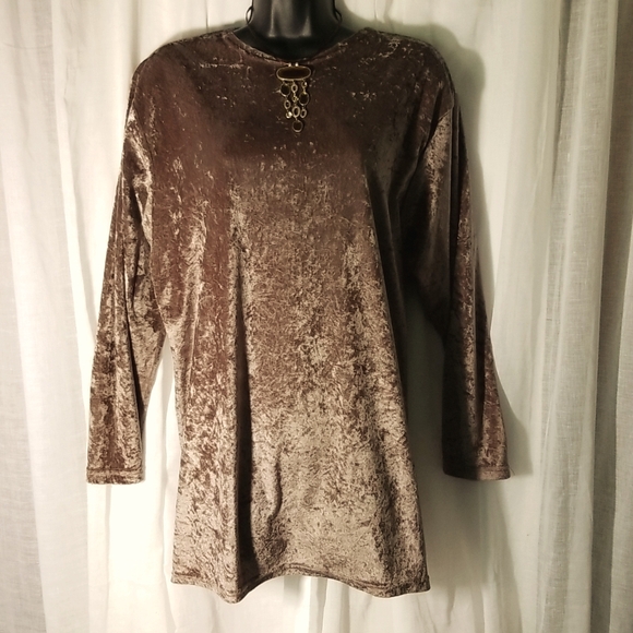 Taupe Crushed velvet Tunic - Picture 2 of 5